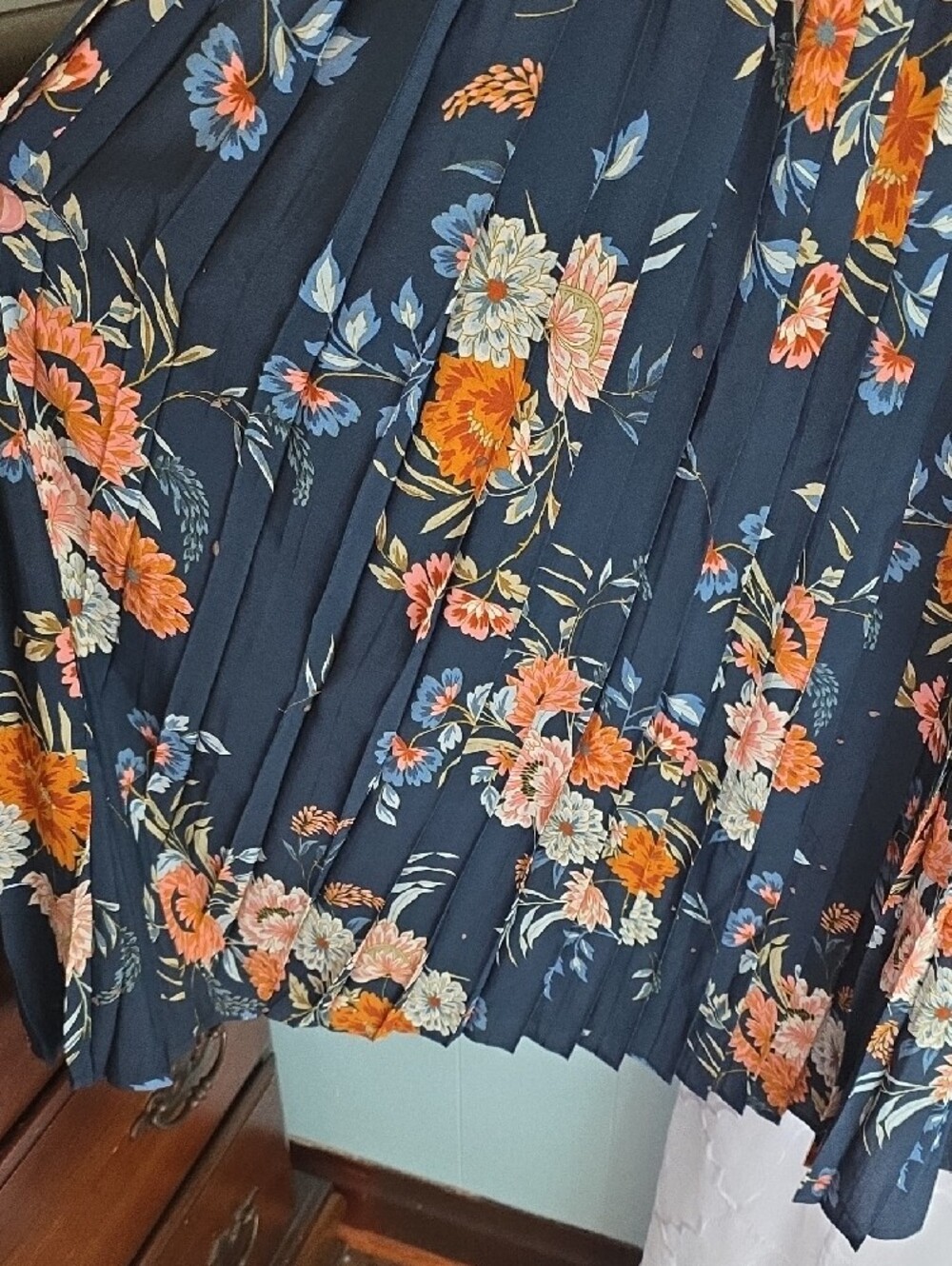 INDIE & Co. 3XL Floral Tiered Long Sleeve Maxi Dress - Navy with Orange Floral - Picture 4 of 9